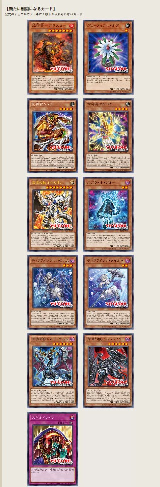 游戏王ocg最新禁卡表，游戏王2023年4月表一览